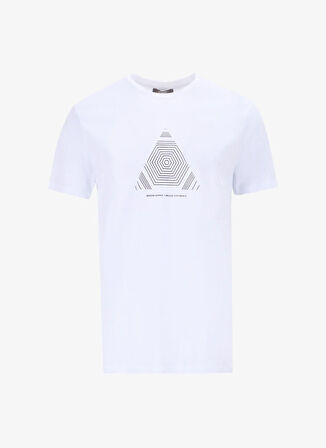 People By Fabrika Bisiklet Yaka Baskılı Beyaz Erkek T-Shirt PBF5SM-TST 9546