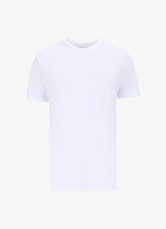 Limon Bisiklet Yaka Düz Beyaz Erkek T-Shirt MML5SM-TST 9544