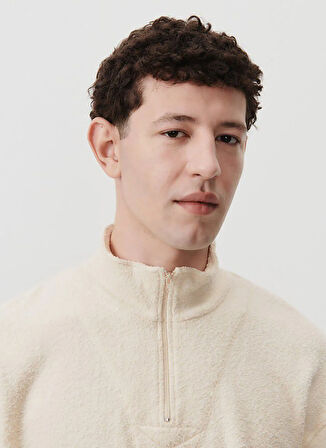 Ekru Erkek Dik Oversize Sweatshirt MBOBY03CE25ECRU