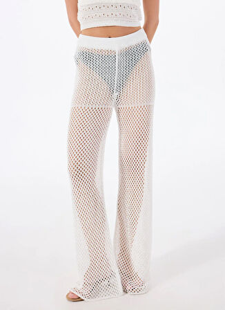 Beyaz Kadın Normal Plaj Pantolonu F5SL-PNT0296