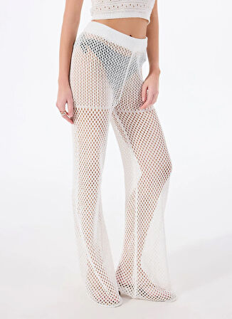 Beyaz Kadın Normal Plaj Pantolonu F5SL-PNT0296