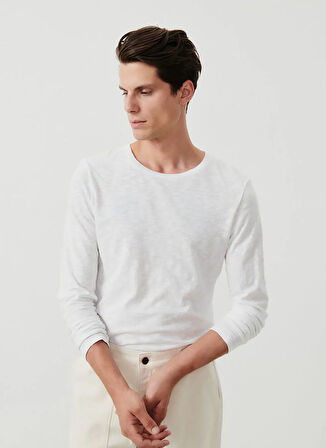 Beyaz Erkek Bisiklet Yaka T-Shirt MBYSA18E25BLANC