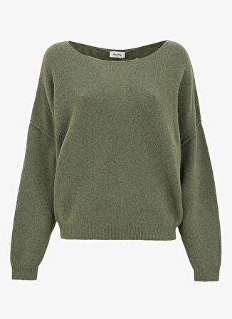 Açık Haki Kadın Kayık Yaka Regular Fit Kazak DAM225E25_TORTUE CHINE