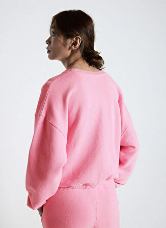 Yeşil Kadın Yuvarlak Yaka Regular Fit Sweatshirt IZU03EE25_CITRUS VINTA