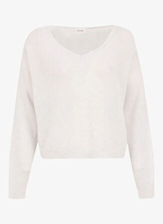 Gri Kadın V Yaka Kazak DUM18AE25_ARCTIQUE CHI