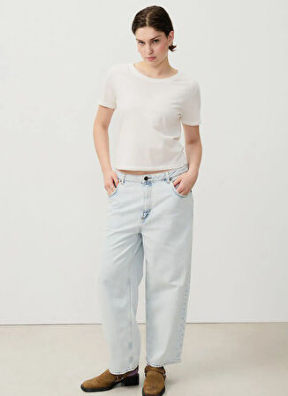 Beyaz Kadın Oversize T-Shirt GAMI02BE25_BLANC