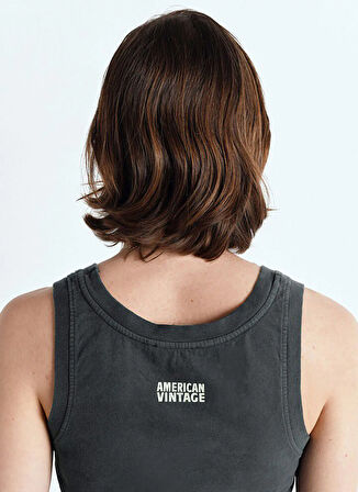 American Vintage Yuvarlak Yaka Düz Lacivert Kadın T-Shirt FAZ01AE25_ACIER