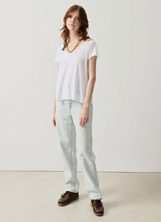 Beyaz Kadın Oversize T-Shirt JAC51E25_BLANC