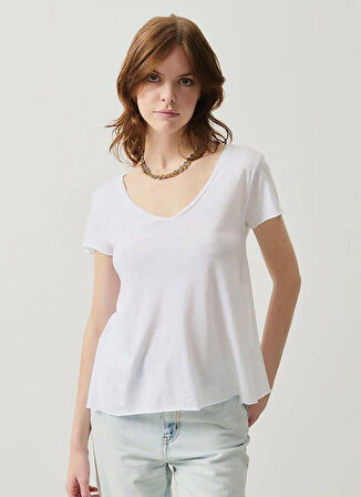 Beyaz Kadın Oversize T-Shirt JAC51E25_BLANC