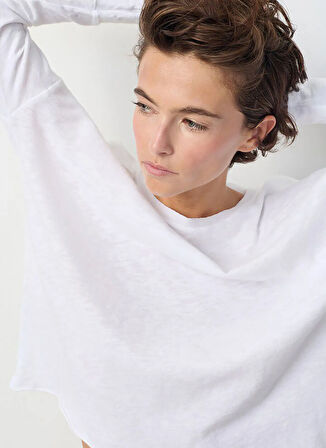 Beyaz Kadın Geniş Fit T-Shirt SON36E25_BLANC