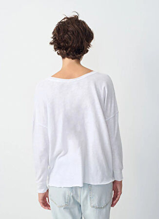 Beyaz Kadın Geniş Fit T-Shirt SON36E25_BLANC