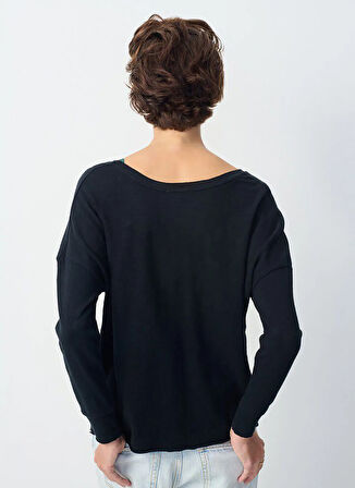 Siyah Kadın Geniş Fit T-Shirt SON36E25_NOIR
