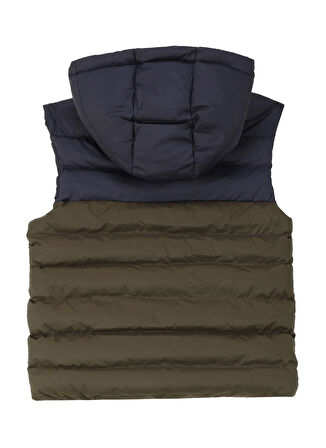 Haki Erkek Çocuk Kapüşon Yaka Relaxed Fit Baskılı Puffer Yelek J4WB-YLK7717