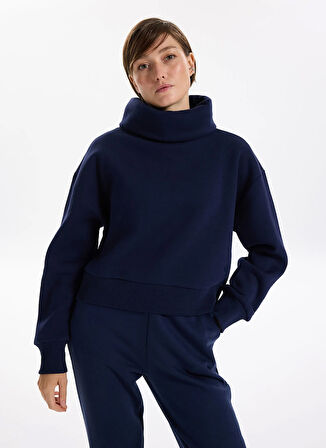 Fabrika Balıkçı Yaka Düz Lacivert Kadın Sweatshırt VEJA-Y