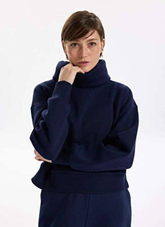 Fabrika Balıkçı Yaka Düz Lacivert Kadın Sweatshırt VEJA-Y