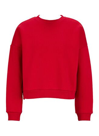Fabrika Bisiklet Yaka Düz Kırmızı Kadın Sweatshırt RAVELLO-Y