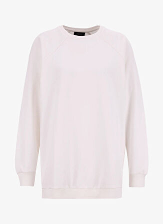 Fabrika Bisiklet Yaka Düz Ekru Kadın Sweatshırt FALU-Y