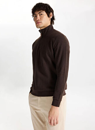 Mustang Fermuarlı Yaka Koyu Kahve Erkek Sweatshırt M4WM-SWT-1560