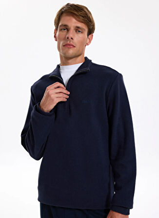 Jeep Dik Yaka Düz Lacivert Erkek Sweatshırt J5WM-SWT7222