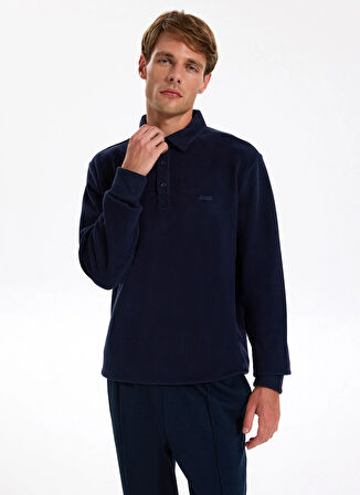 Jeep Polo Yaka Düz Lacivert Erkek Sweatshırt J5WM-SWT7223