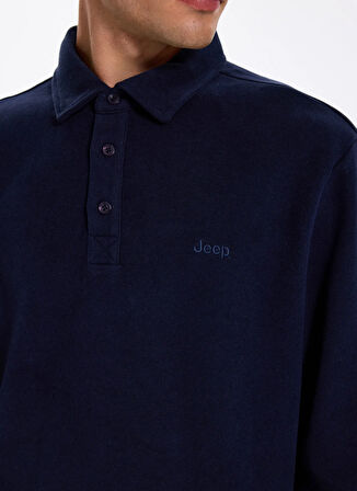 Jeep Polo Yaka Düz Lacivert Erkek Sweatshırt J5WM-SWT7223