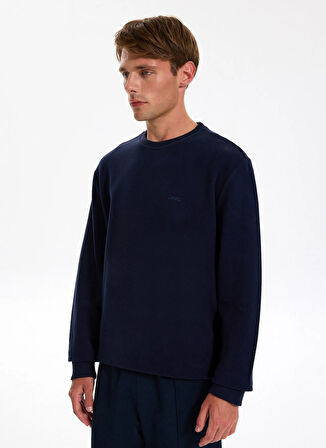 Jeep Bisiklet Yaka Düz Lacivert Erkek Sweatshırt J5WM-SWT7221