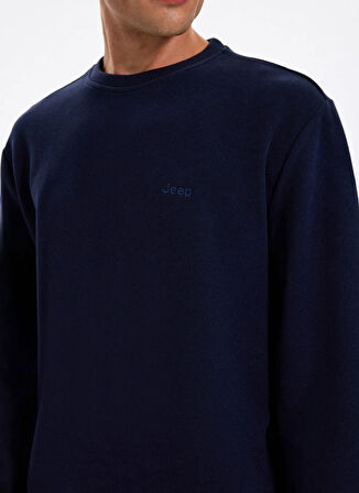Jeep Bisiklet Yaka Düz Lacivert Erkek Sweatshırt J5WM-SWT7221