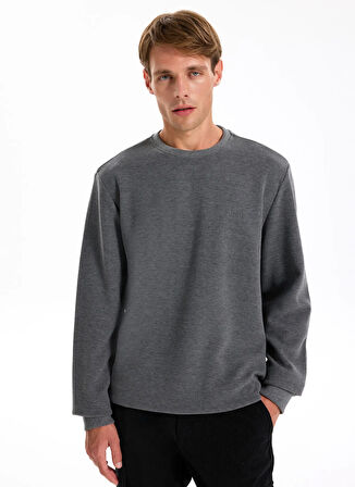 Jeep Bisiklet Yaka Düz Antrasit Erkek Sweatshırt J5WM-SWT7221