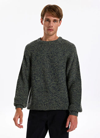 Jeep Bisiklet Yaka Relaxed Düz Haki Erkek Kazak J4WM-KZK4450