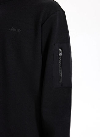 Jeep Bisiklet Yaka Düz Siyah Erkek Sweatshırt J5WM-SWT7390