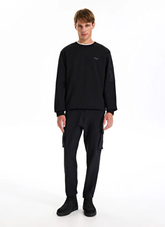 Jeep Bisiklet Yaka Düz Siyah Erkek Sweatshırt J5WM-SWT7390