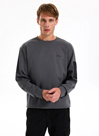 Jeep Bisiklet Yaka Düz Antrasit Erkek Sweatshırt J5WM-SWT7390