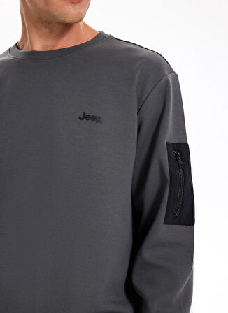 Jeep Bisiklet Yaka Düz Antrasit Erkek Sweatshırt J5WM-SWT7390