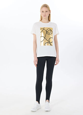 Limon Yuvarlak Yaka Baskılı Ekru Kadın T-Shirt L5SL-TST5811