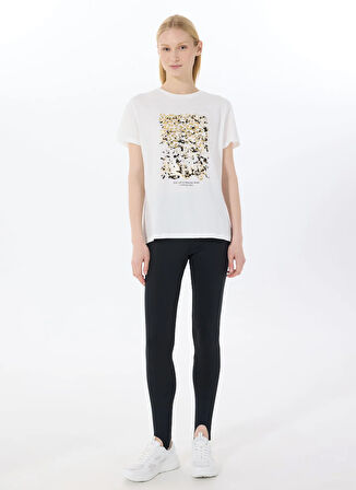Limon Yuvarlak Yaka Baskılı Ekru Kadın T-Shirt L5SL-TST5815