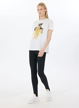 Limon Yuvarlak Yaka Baskılı Ekru Kadın T-Shirt L5SL-TST5814