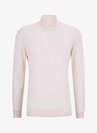 Fabrika Yarım balıkçı Yaka Basic Düz Ekru Erkek Kazak F5WM-KZK 2554