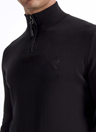 Fabrika Bato Yaka Basic Düz Siyah Erkek Kazak F5WM-KZK 2555