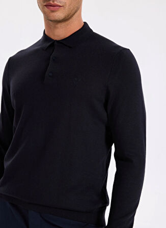 Fabrika Polo Yaka Basic Düz Lacivert Erkek Kazak F5WM-KZK 2553