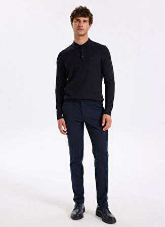 Fabrika Polo Yaka Basic Düz Lacivert Erkek Kazak F5WM-KZK 2553