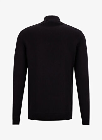 Fabrika Yarım balıkçı Yaka Basic Düz Siyah Erkek Kazak F5WM-KZK 2554