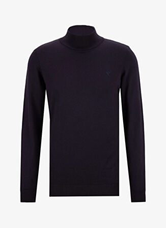 Fabrika Yarım balıkçı Yaka Basic Düz Lacivert Erkek Kazak F5WM-KZK 2554