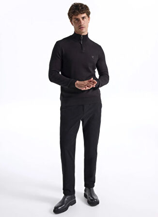 Fabrika Bato Yaka Basic Düz Siyah Erkek Kazak F5WM-KZK 2555