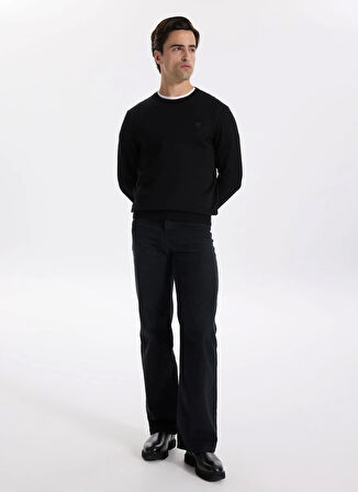 Fabrika Bisiklet Yaka Basic Düz Siyah Erkek Kazak F5WM-KZK 2556