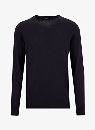 Fabrika V Yaka Basic Düz Lacivert Erkek Kazak F5WM-KZK 2557