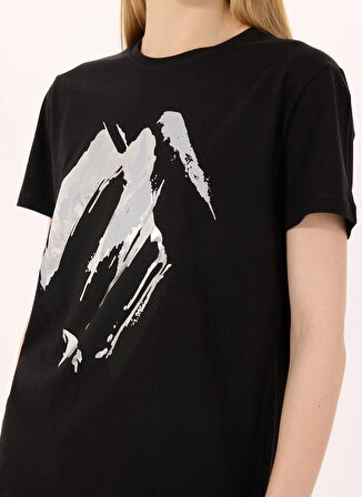 Limon Yuvarlak Yaka Baskılı Siyah Kadın T-Shirt L5SL-TST5810