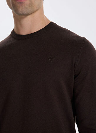 Fabrika Bisiklet Yaka Basic Düz Kahve Erkek Kazak F5WM-KZK 2556