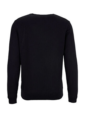 Fabrika V Yaka Basic Düz Siyah Erkek Kazak F5WM-KZK 2557