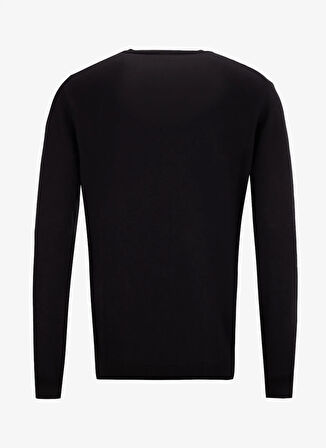 Fabrika V Yaka Basic Düz Siyah Erkek Kazak F5WM-KZK 2557