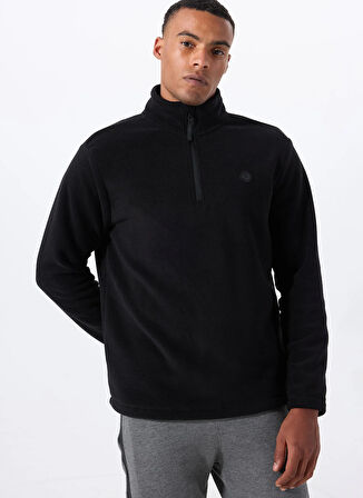 Siyah Erkek Fermuarlı Yaka Basic Fit Polar Sweatshırt D5WM-SWT3300